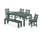 POLYWOOD Chippendale 6-Piece Parsons Dining Set with Bench — Green