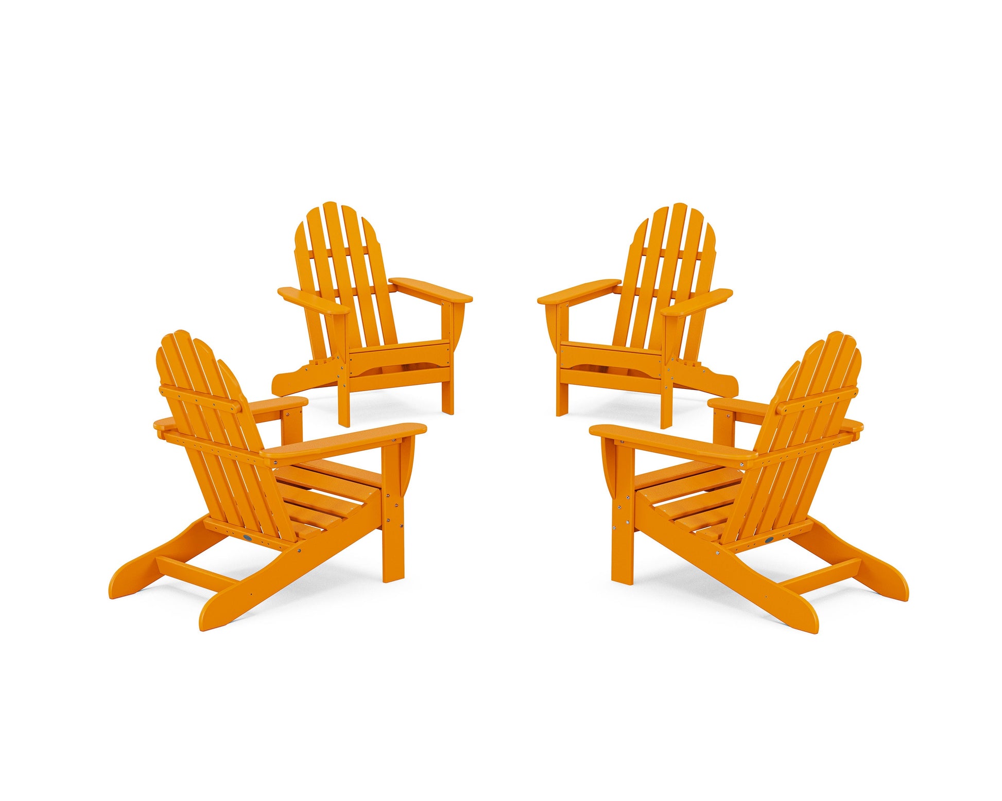 POLYWOOD 4-Piece Classic Adirondack Conversation Set — Tangerine