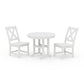 POLYWOOD Braxton Side Chair 3-Piece Round Dining Set — White