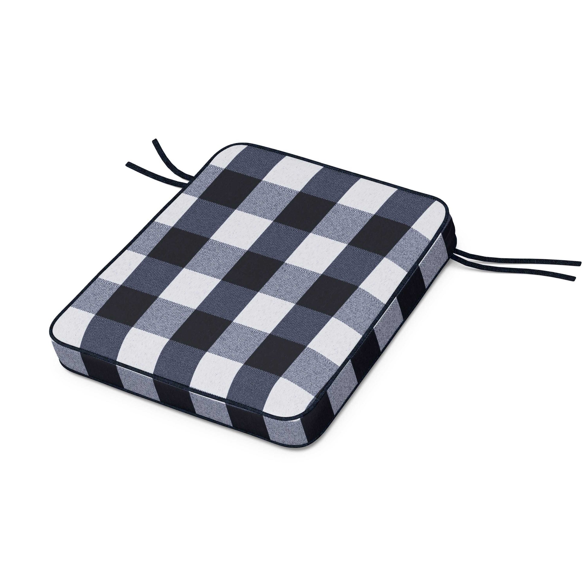 POLYWOOD Chinoiserie Rocker Seat Cushion — Buffalo Plaid Marine Indigo