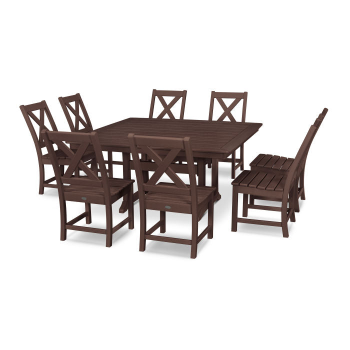 POLYWOOD Braxton 9-Piece Nautical Trestle Dining Set FREE SHIPPING