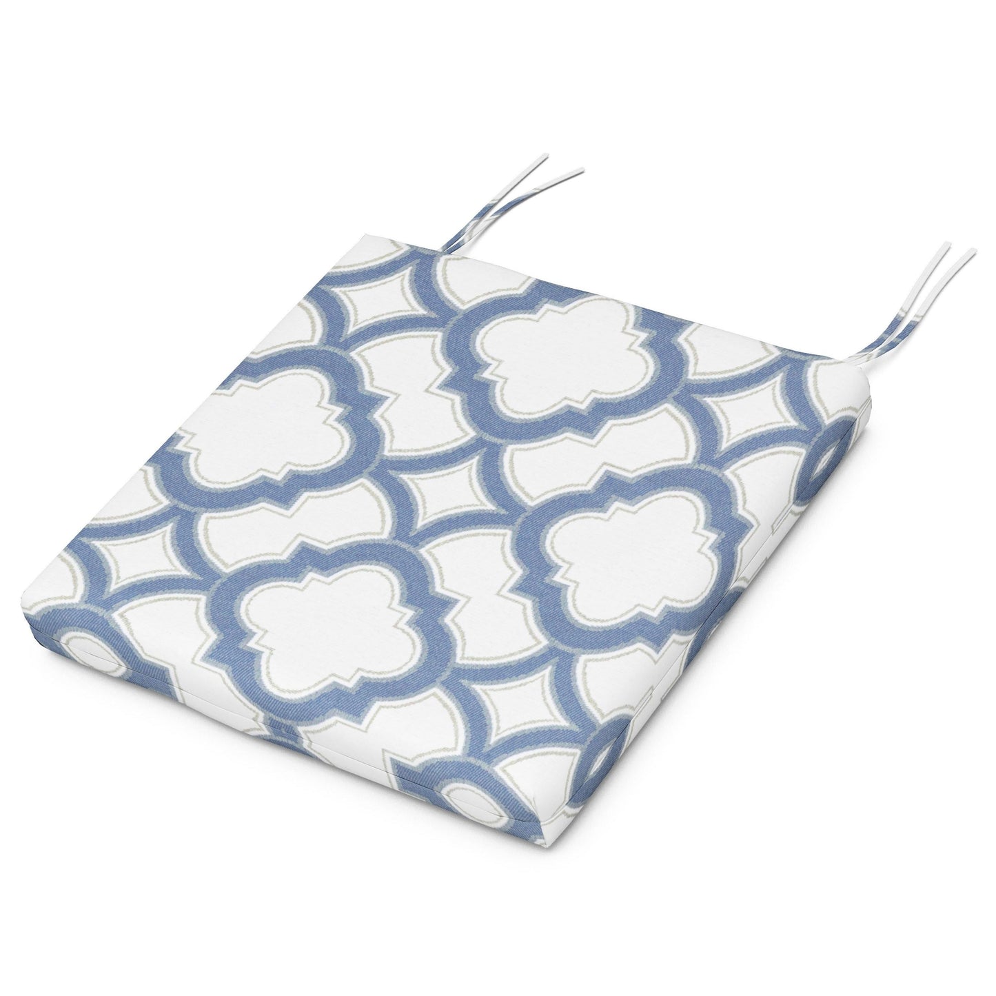 POLYWOOD Acadia Dining Side Seat Pad — Trellis Sky Blue