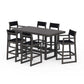 POLYWOOD EDGE Sling 7-Piece Bar Table Set — Vintage Coffee / Black Sling