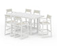 POLYWOOD EDGE Sling 7-Piece Bar Table Set — White / Parchment Sling