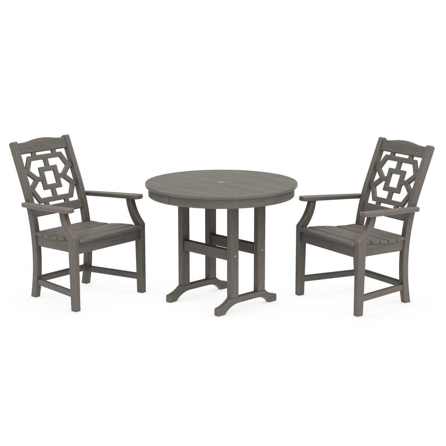 POLYWOOD Chinoiserie 3-Piece Farmhouse Dining Set — Driftwood