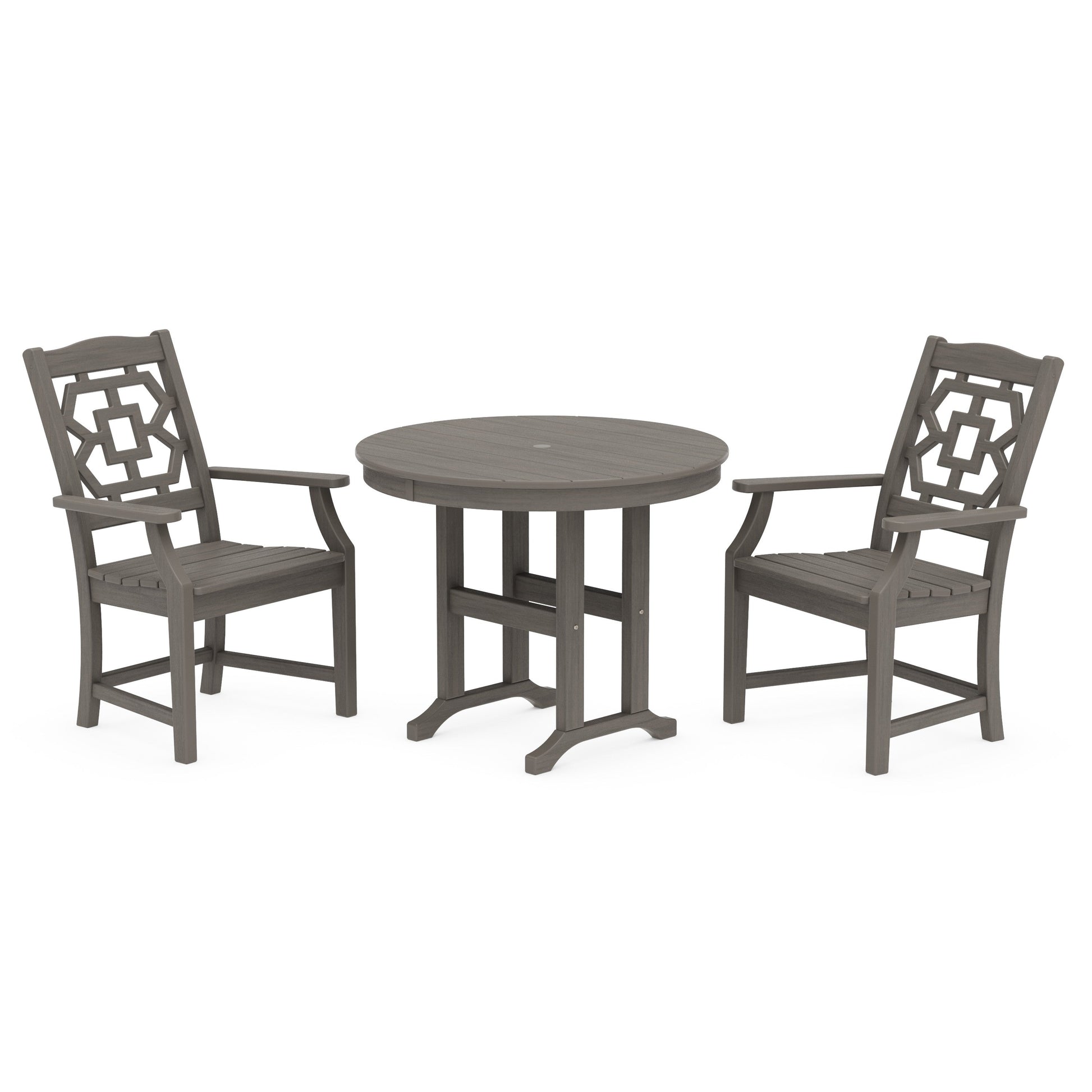 POLYWOOD Chinoiserie 3-Piece Farmhouse Dining Set — Driftwood