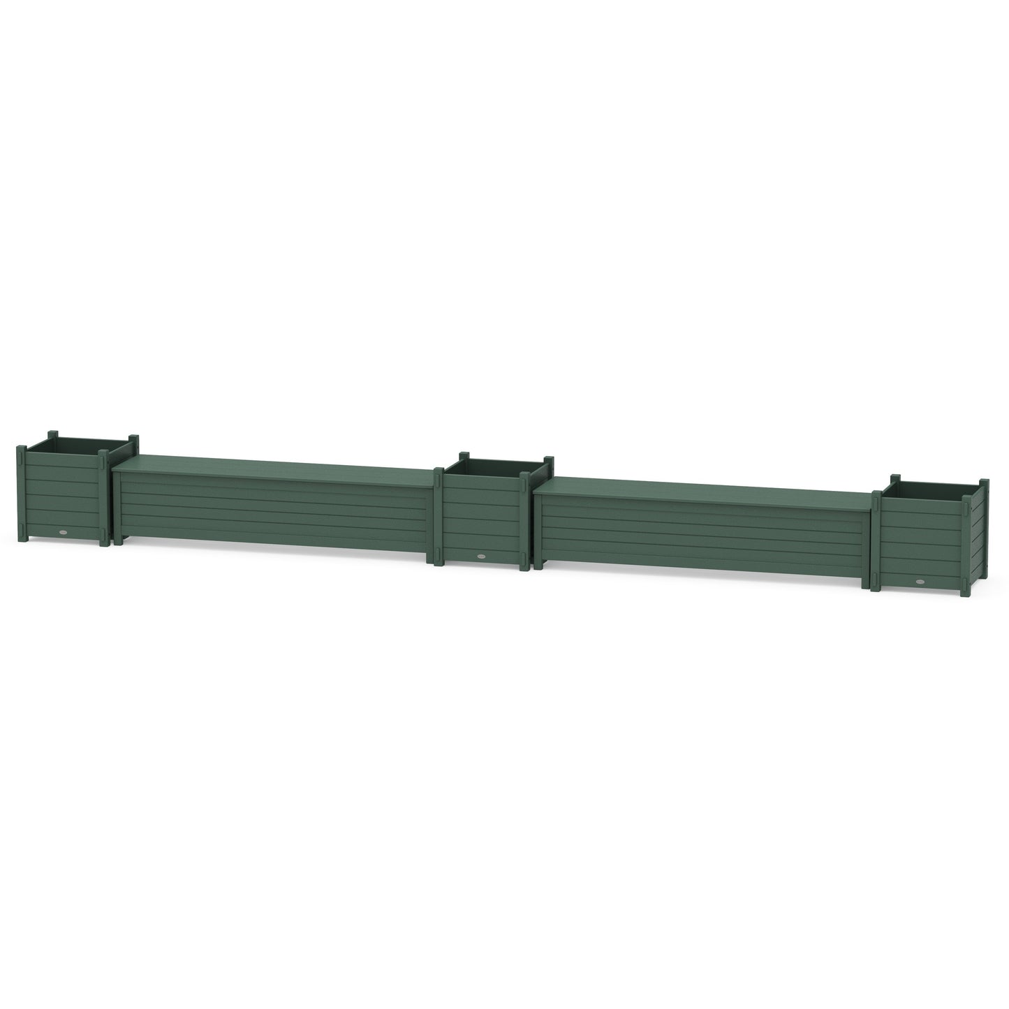 POLYWOOD 72" Nautical Straight Double Planter Storage Bench Set- Large — Green