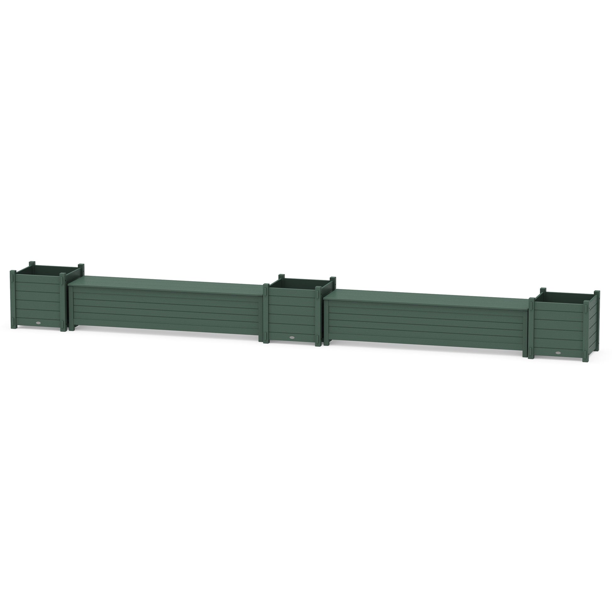 POLYWOOD 72" Nautical Straight Double Planter Storage Bench Set- Large — Green