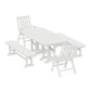 POLYWOOD Vineyard Folding Chair 6-Piece Dining Set with Benches — White