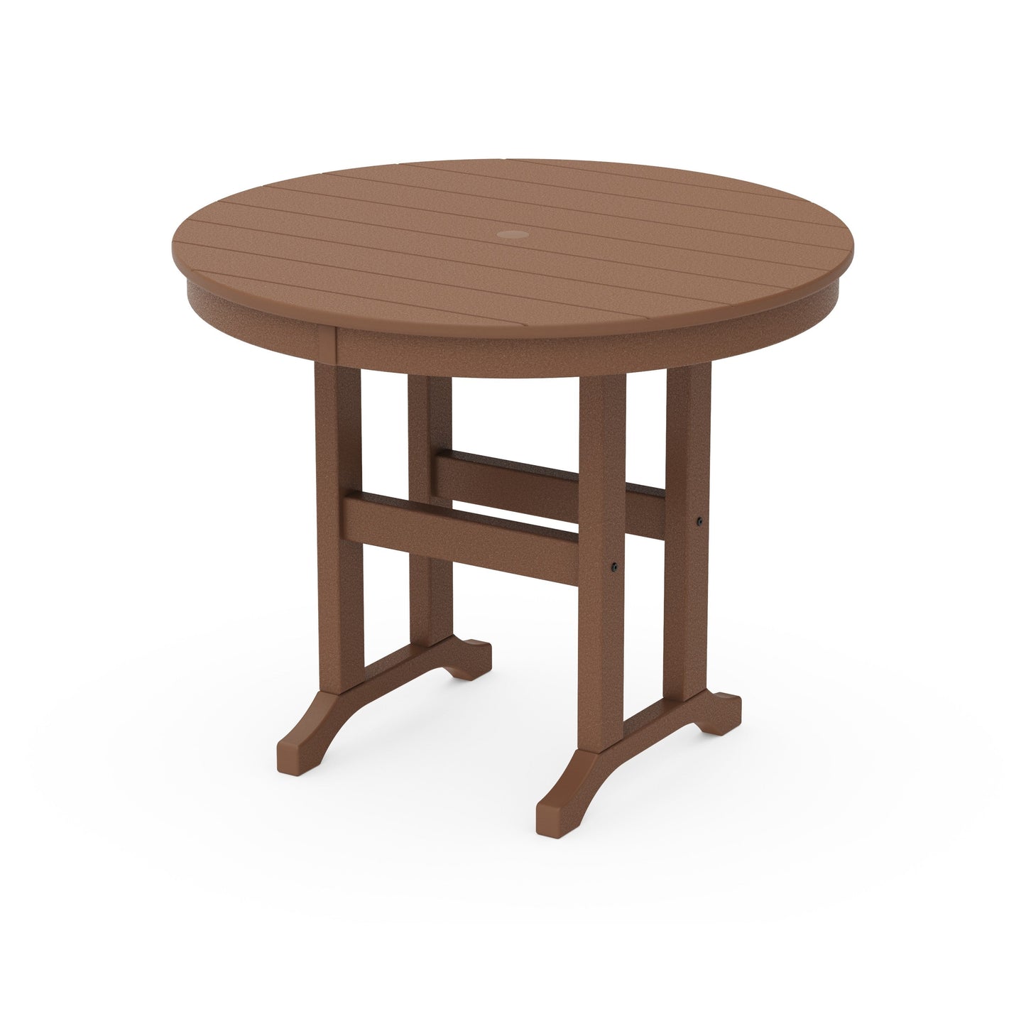 POLYWOOD 36" Round Farmhouse Dining Table — Teak