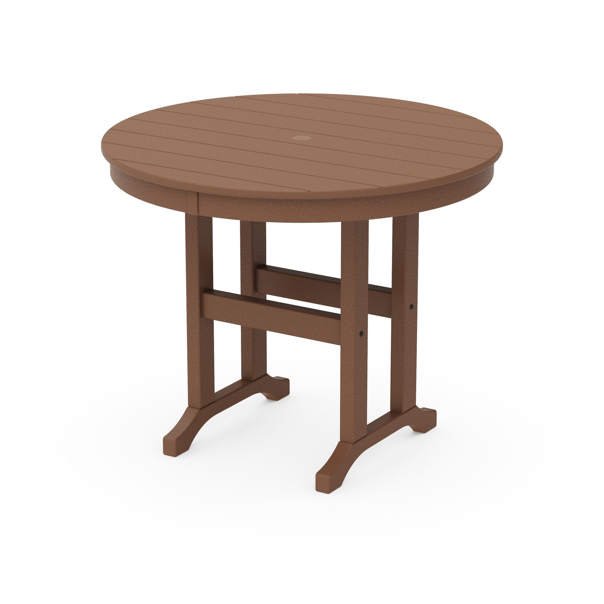 POLYWOOD 36" Round Farmhouse Dining Table — Teak