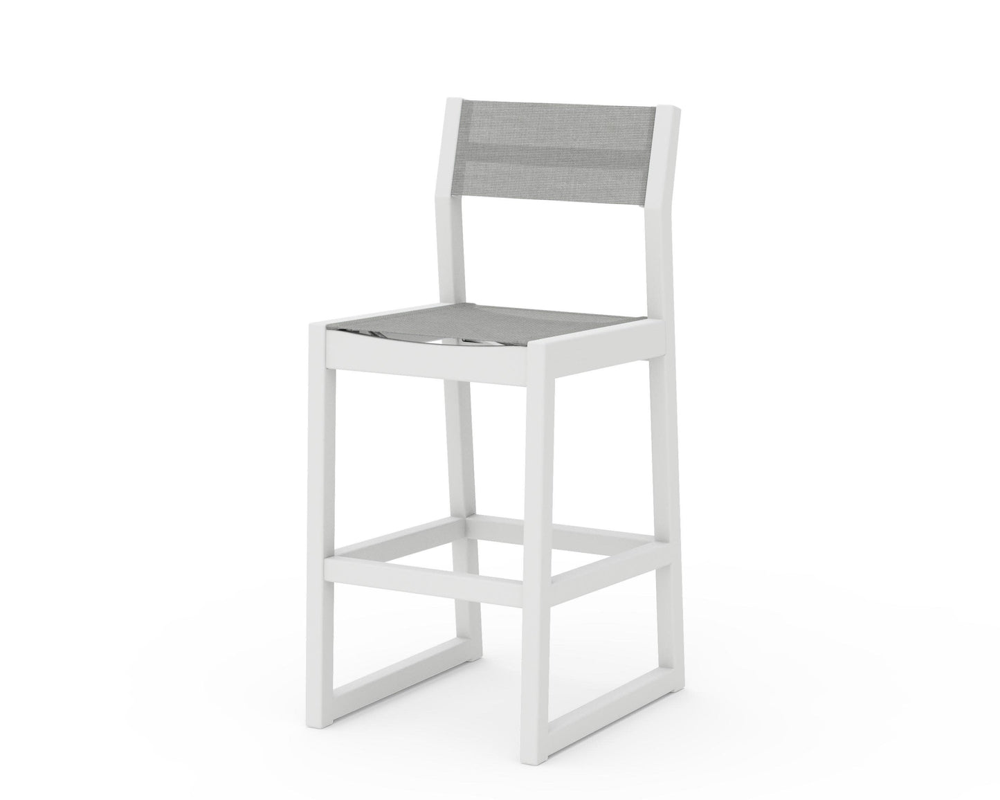 POLYWOOD EDGE Sling Bar Side Chair — White / Metallic Sling