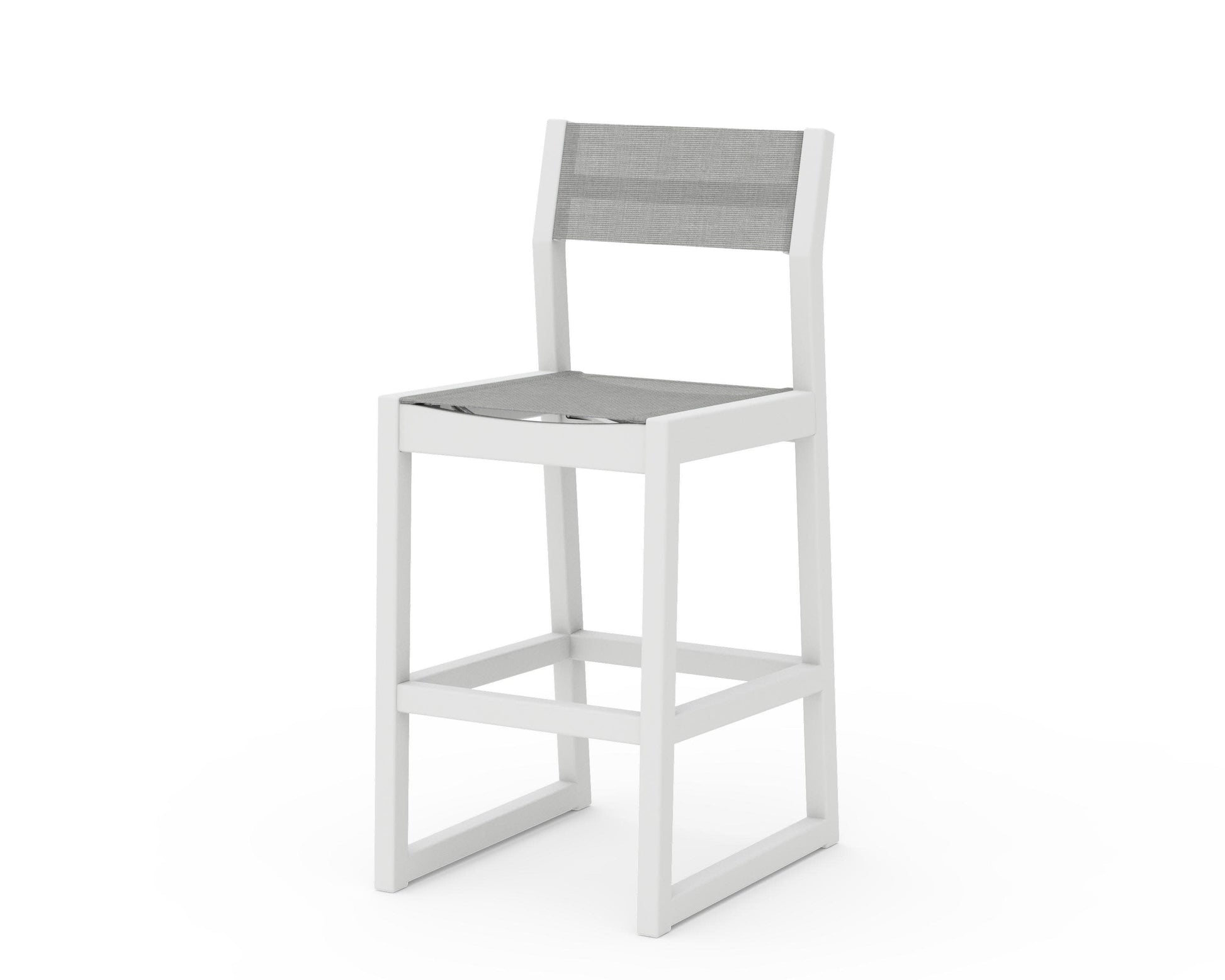 POLYWOOD EDGE Sling Bar Side Chair — White / Metallic Sling