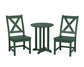 POLYWOOD Braxton Side Chair 3-Piece Round Bistro Dining Set — Green