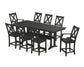 POLYWOOD Braxton 9-Piece Farmhouse Counter Set with Trestle Legs — Black