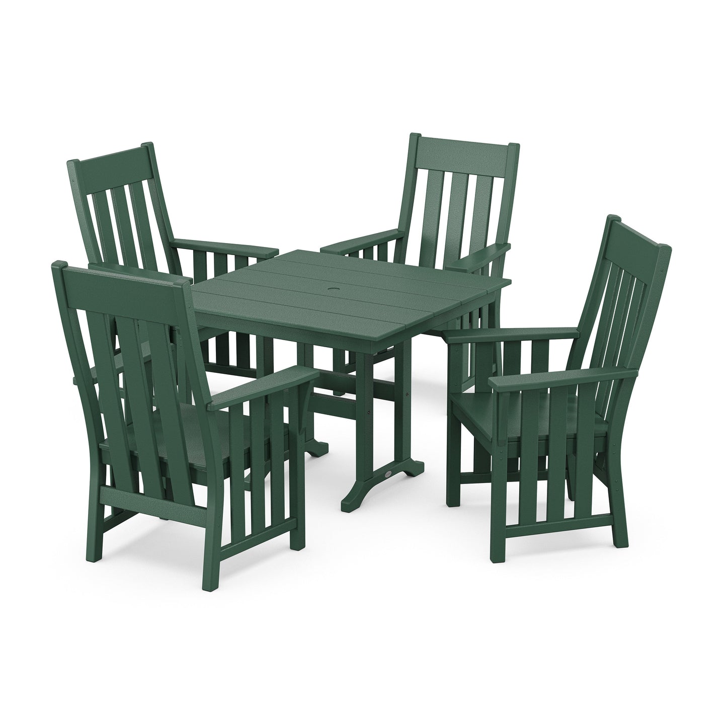 POLYWOOD Acadia 5-Piece Farmhouse Dining Set — Green