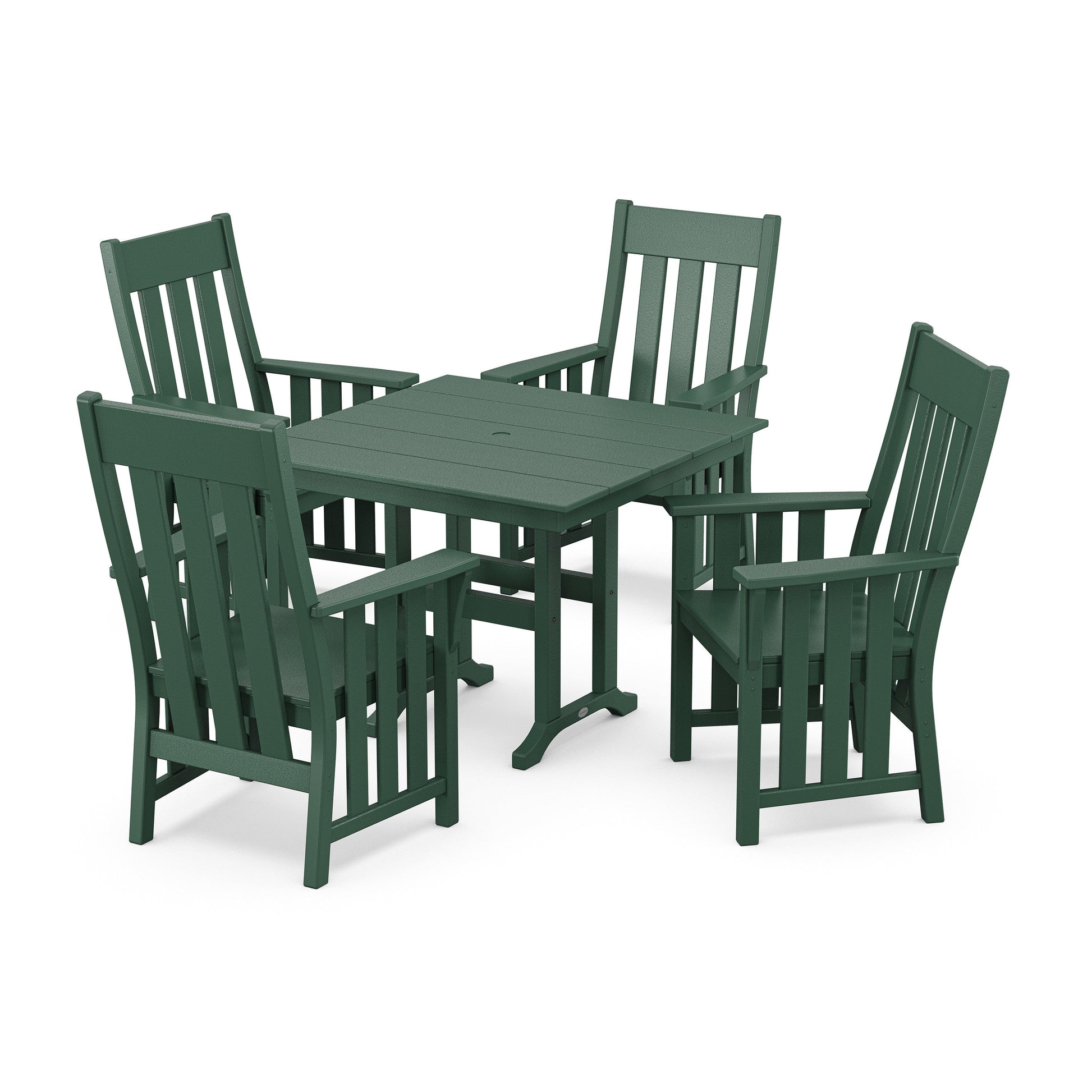 POLYWOOD Acadia 5-Piece Farmhouse Dining Set — Green