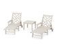 POLYWOOD Chippendale 3-Piece Chaise Set with Arms and Wheels — Sand