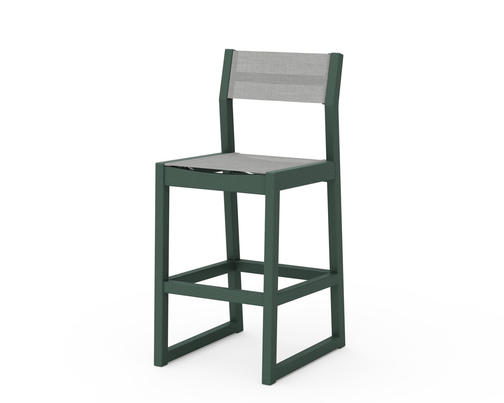 POLYWOOD EDGE Sling Bar Side Chair — Green / Metallic Sling