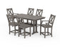 POLYWOOD Braxton 7-Piece Farmhouse Trestle Counter Set — Driftwood