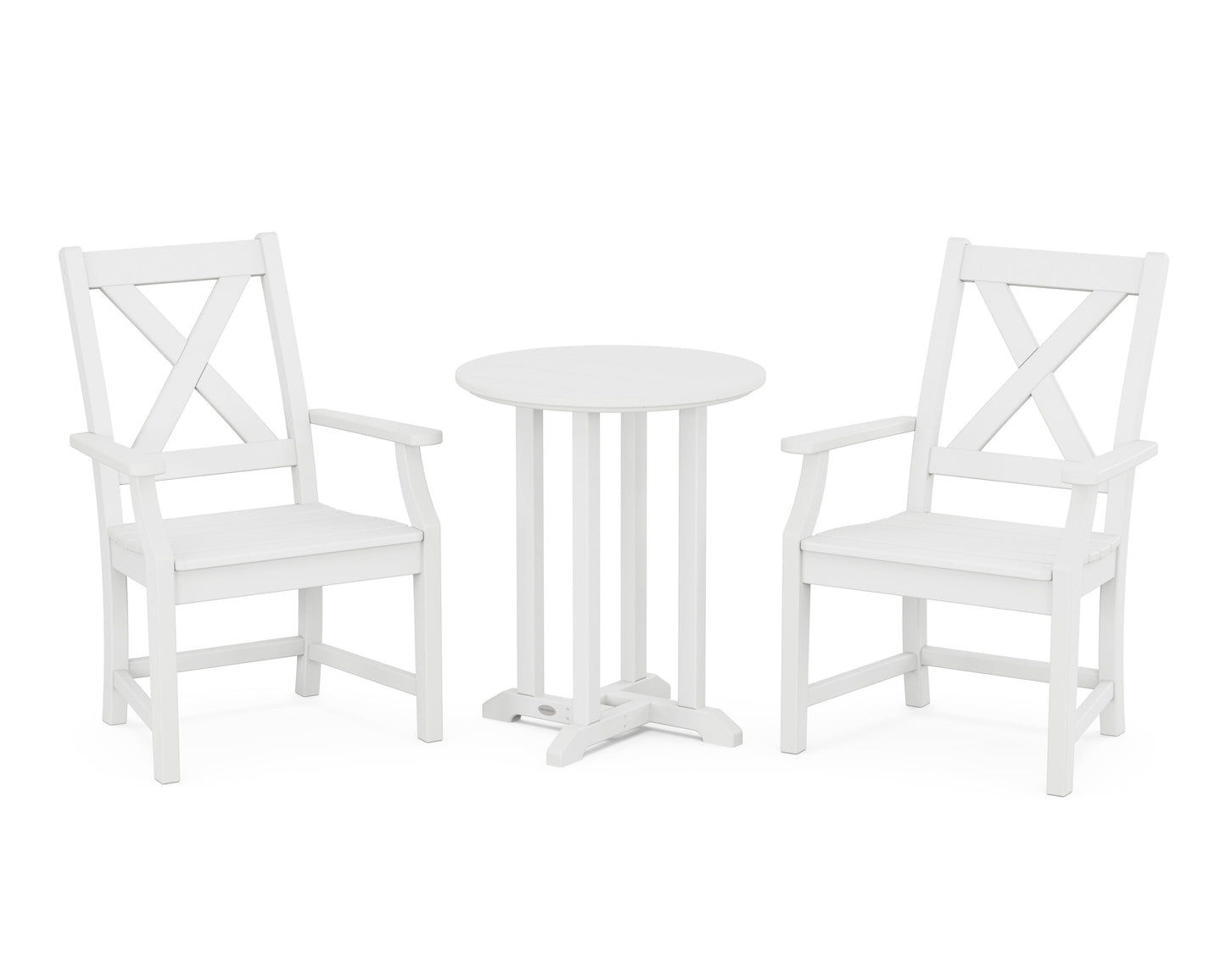 POLYWOOD Braxton 3-Piece Round Bistro Dining Set — White