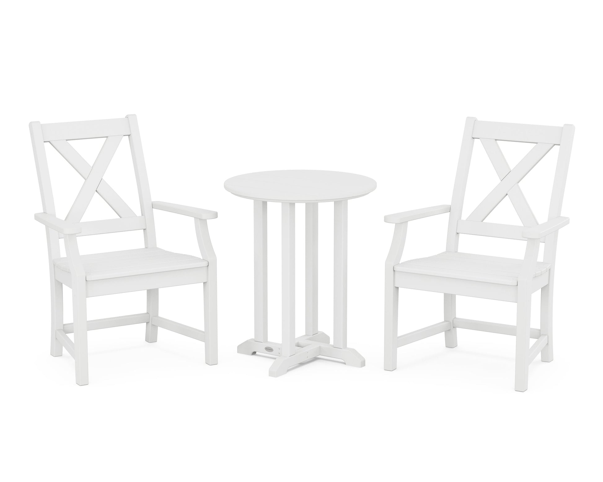 POLYWOOD Braxton 3-Piece Round Bistro Dining Set — White
