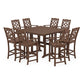 POLYWOOD Chinoiserie 9-Piece Square Bar Set with Trestle Legs — Mahogany