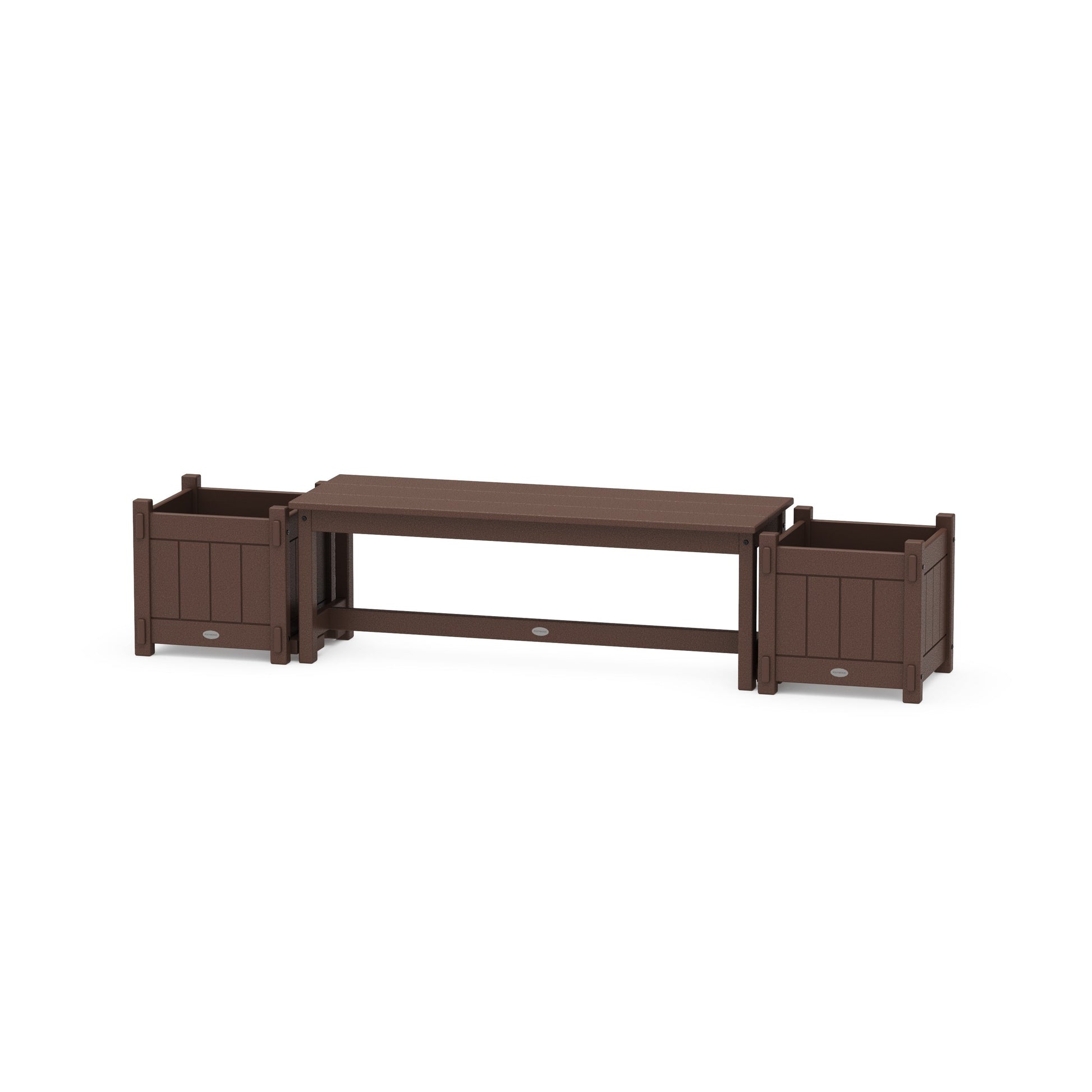 POLYWOOD 48" Vineyard Straight Planter Bench Set — Mahogany