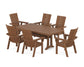 POLYWOOD Modern Curveback Adirondack 7-Piece Dining Set with Trestle Legs — Teak