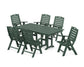 POLYWOOD Nautical Highback 7-Piece Farmhouse Dining Set — Green