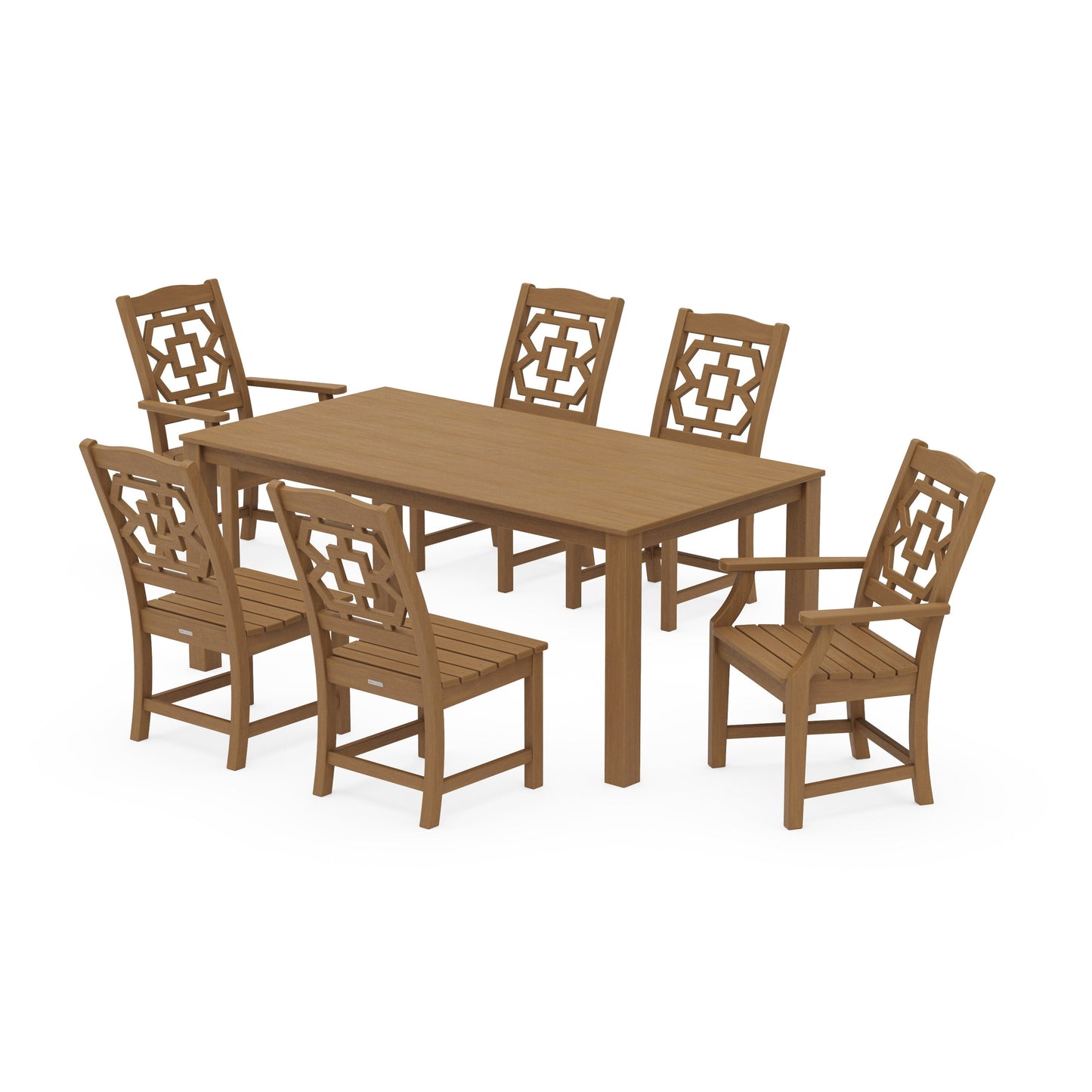 POLYWOOD Chinoiserie 7-Piece Parsons Dining Set — Natural
