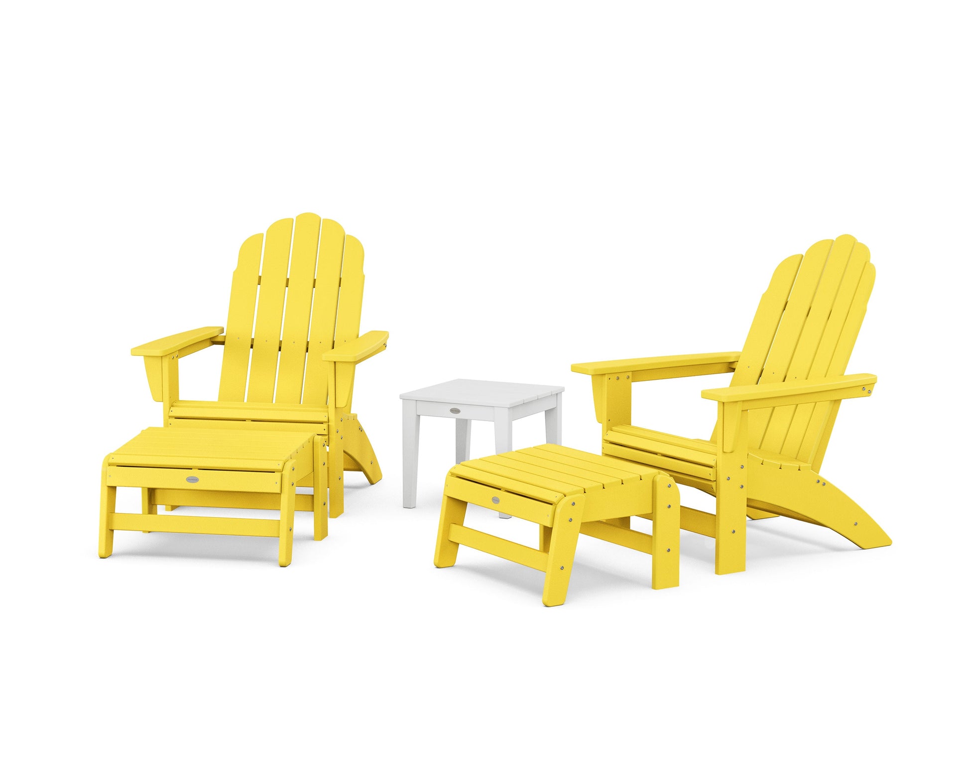 POLYWOOD 5-Piece Vineyard Grand Adirondack Set — Lemon / White