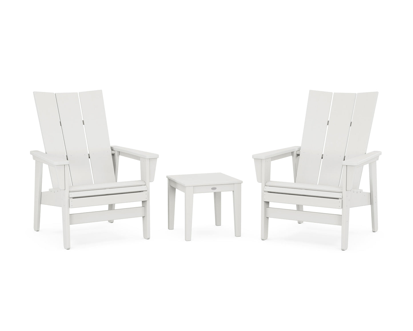 POLYWOOD 3-Piece Modern Grand Upright Adirondack Set — Vintage White