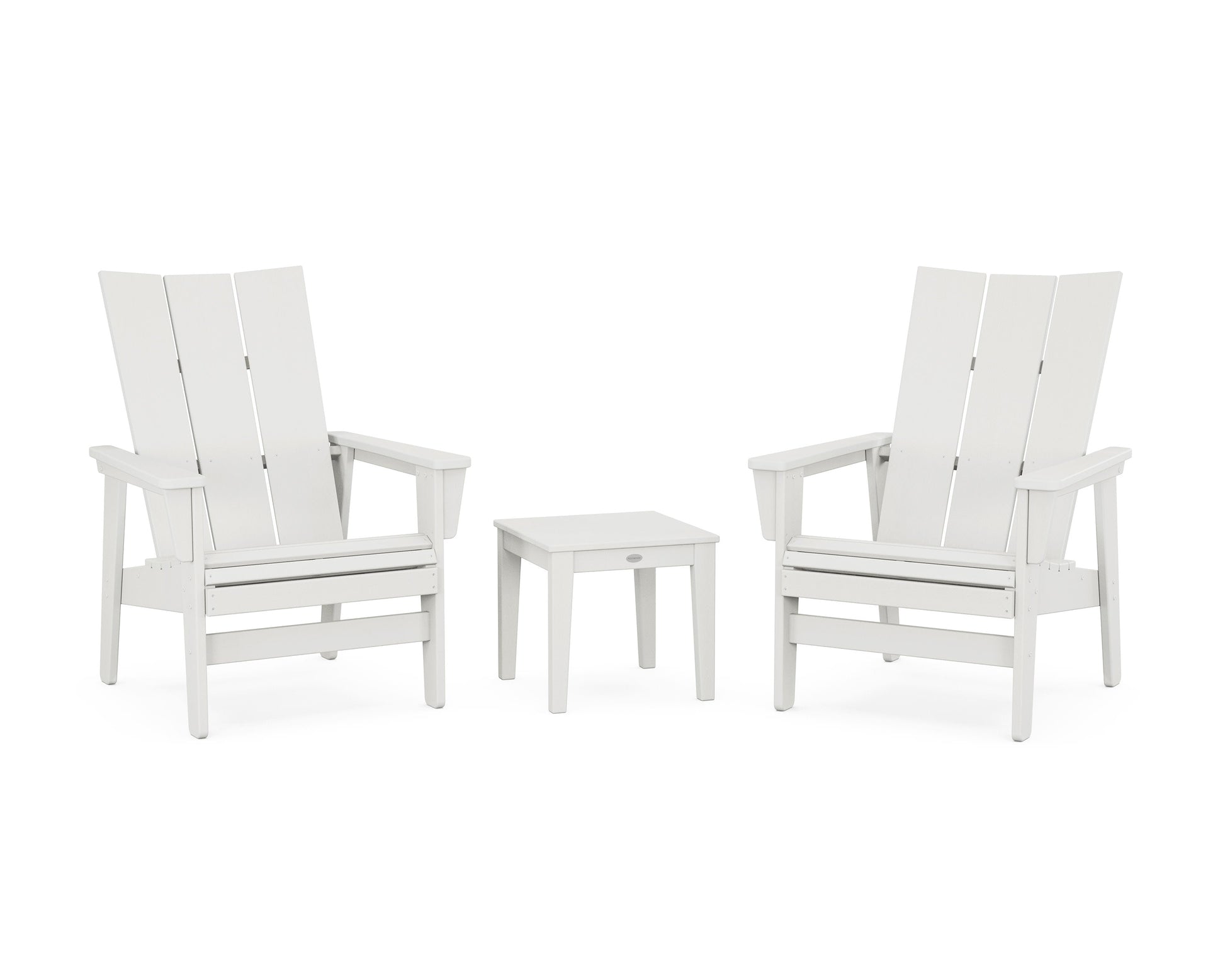 POLYWOOD 3-Piece Modern Grand Upright Adirondack Set — Vintage White