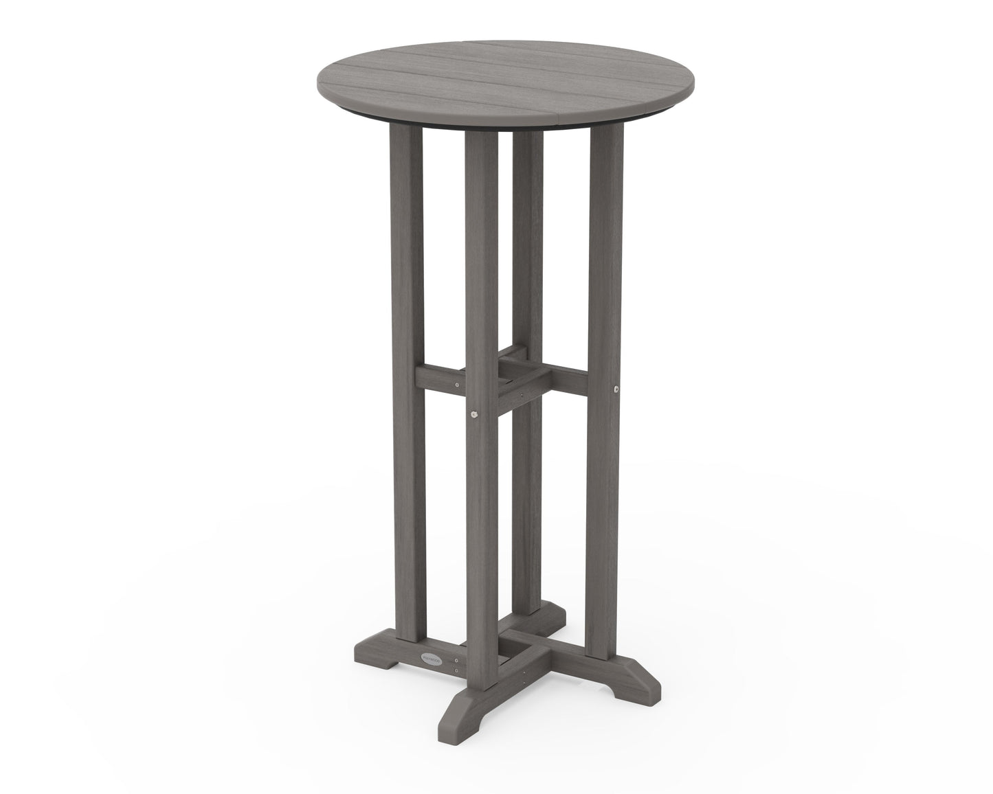 POLYWOOD 24" Round Farmhouse Bar Bistro Table — Driftwood