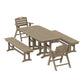 POLYWOOD Nautical Lowback 5-Piece Dining Set with Benches — Vintage Sahara