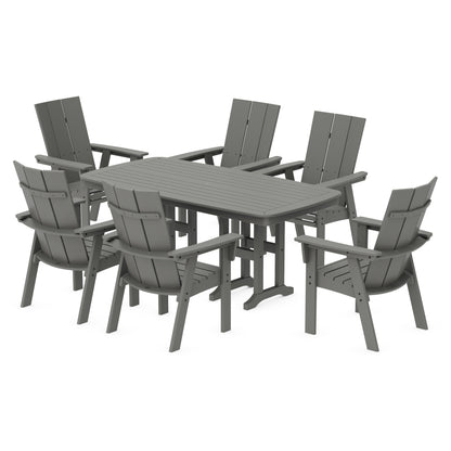 POLYWOOD Modern Curveback Adirondack 7-Piece Dining Set — Slate Grey