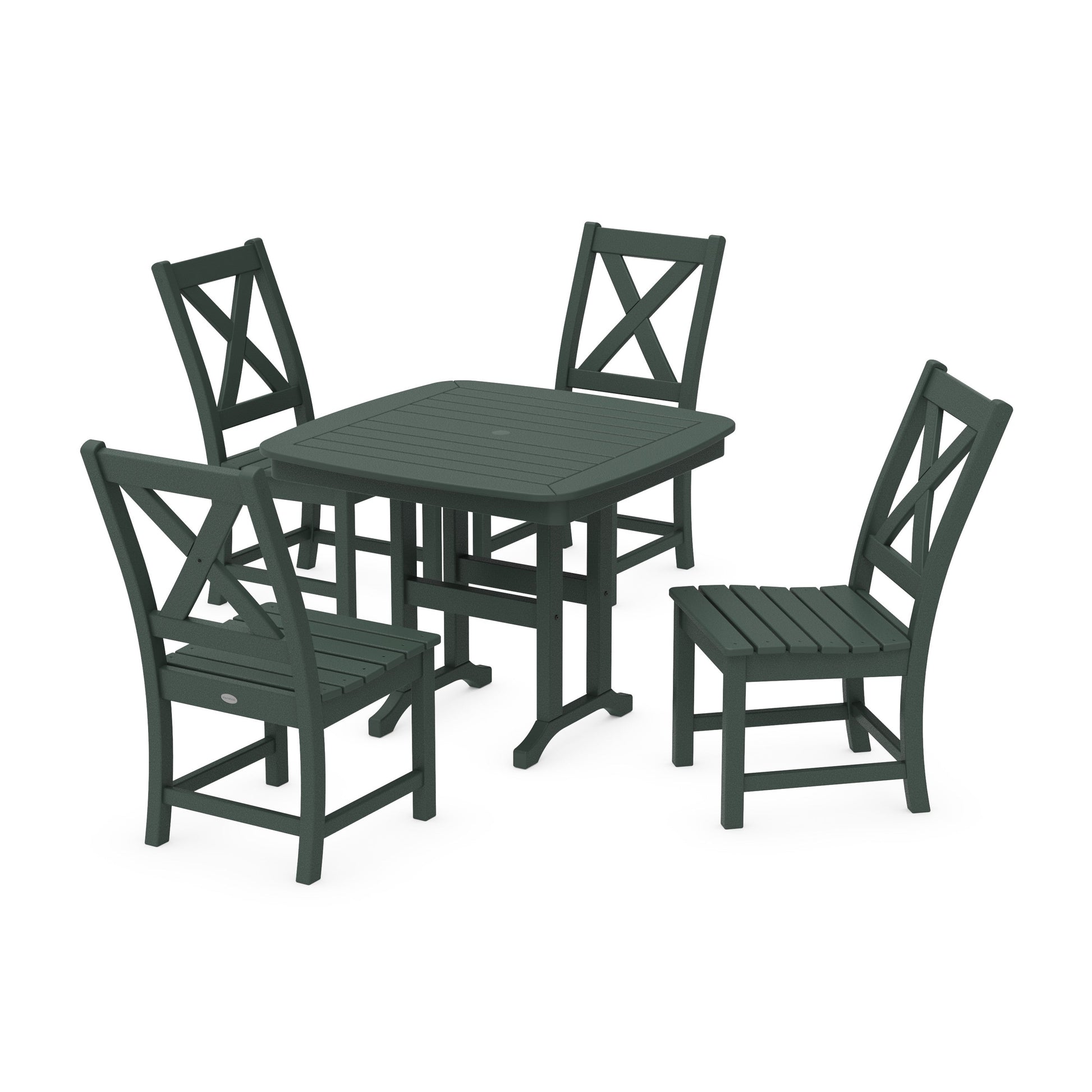 POLYWOOD Braxton Side Chair 5-Piece Dining Set — Green