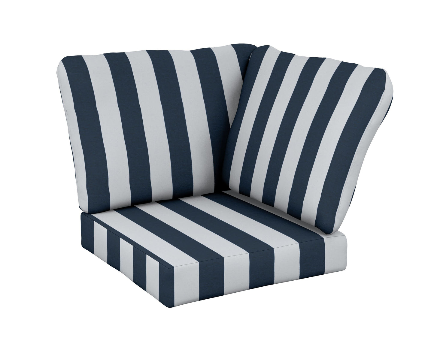 POLYWOOD Baffle Modular Corner Cushion — Cabana Stripe Marine Indigo