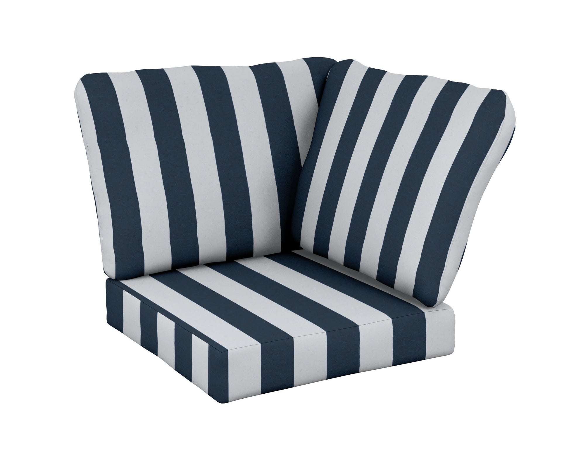POLYWOOD Baffle Modular Corner Cushion — Cabana Stripe Marine Indigo