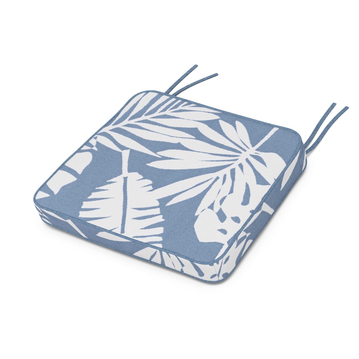 POLYWOOD Chinoiserie Arm Chair Seat Cushion — Leaf Sky Blue