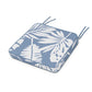 POLYWOOD Chinoiserie Arm Chair Seat Cushion — Leaf Sky Blue
