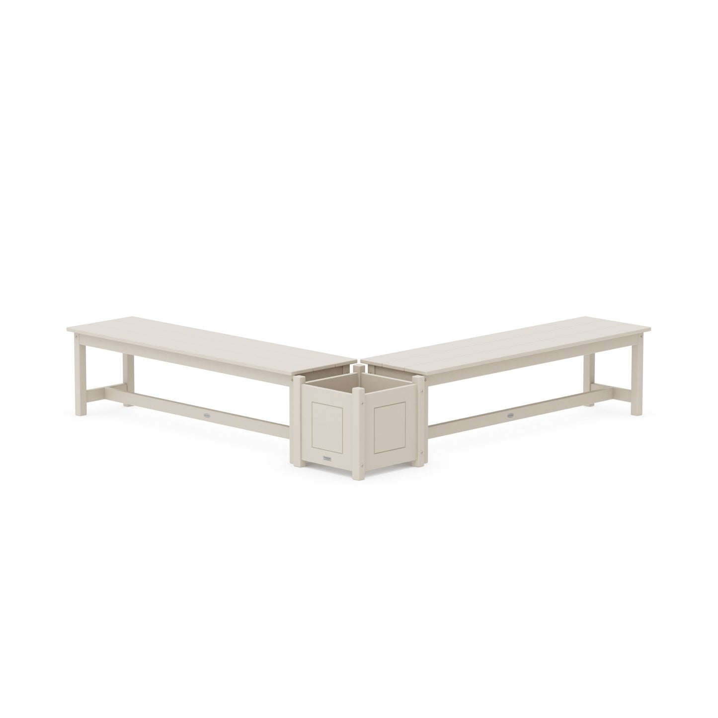 POLYWOOD 60" Country Living L- Shaped Planter Bench Set — Sand