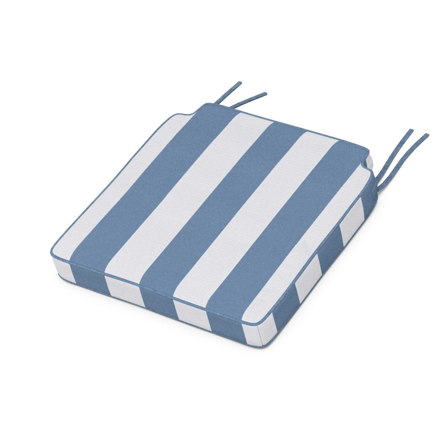 POLYWOOD Acadia Dining Side Seat Cushion — Cabana Stripe Sky Blue