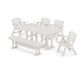 POLYWOOD Nautical Lowback 6-Piece Farmhouse Dining Set with Bench — Vintage White