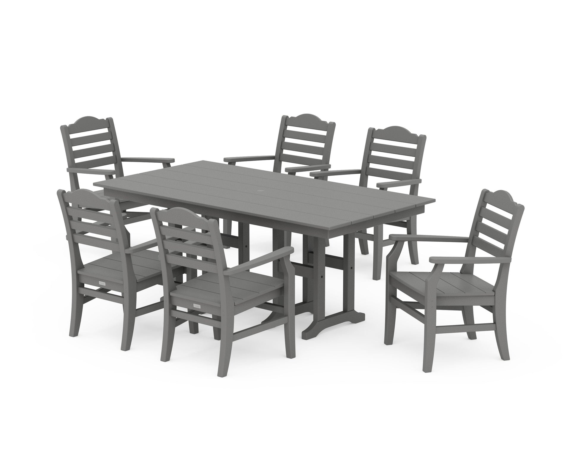 POLYWOOD Savannah Arm Chair 7-Piece Farmhouse Dining Set — Slate Grey