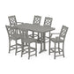 POLYWOOD Chinoiserie 7-Piece Bar Set with Trestle Legs — Slate Grey