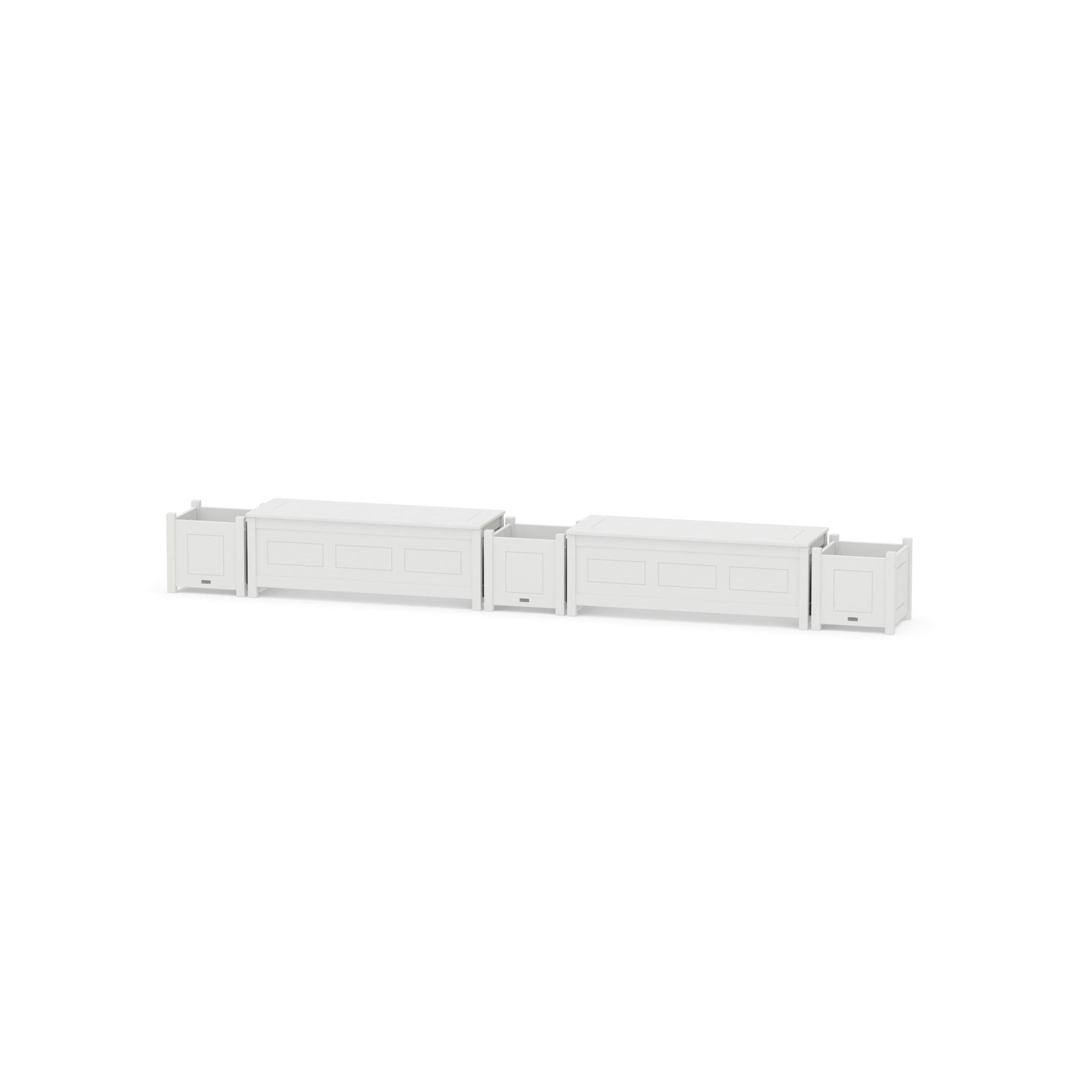 POLYWOOD 48" Country Living Straight Double Planter Storage Bench Set — White