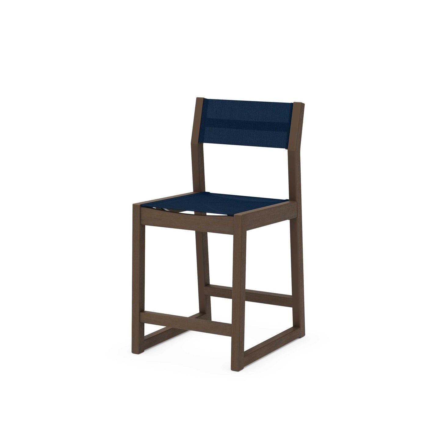POLYWOOD EDGE Sling Counter Side Chair — Kona / Navy Blue Sling