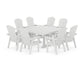 POLYWOOD Nautical Curveback Adirondack 9-Piece Square Dining Set with Trestle Legs — White